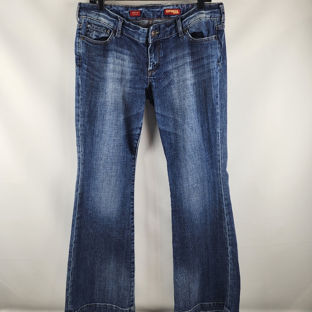 Express Women Stella Flare & Fit Blue Jean Mid Rise Regular Fit Size 12L (33x32)